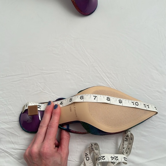 Marc Fisher Hadais 2 multicolor glitzy metallic rainbow mule heels - Picture 8 of 10